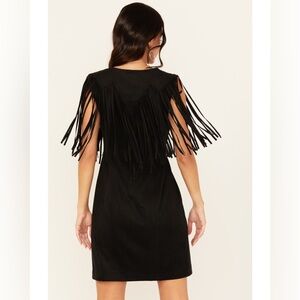 Idyllwind Lace-Up Black Fringe Dress - Size XXL